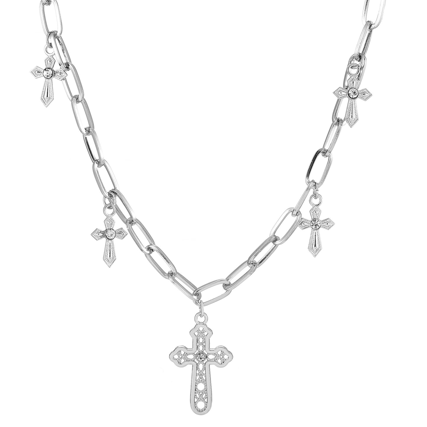 Alloy Pearl Cross Necklace MIC-MiaoY049