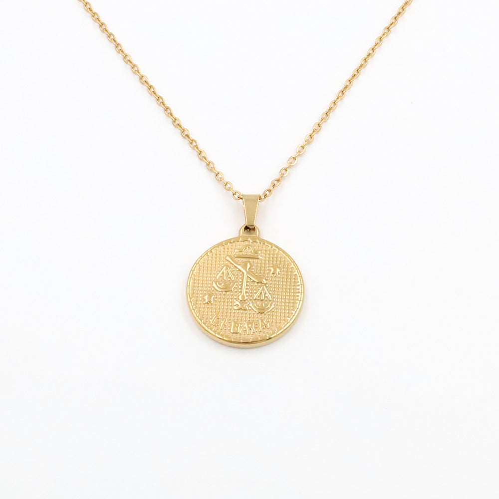 Stainless steel gold-plated twelve zodiac necklace MYA-XuanJ042