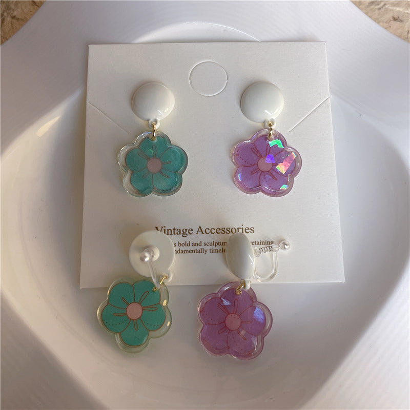 Acrylic Colorful Crystal Flower Earrings MIC-AXing004