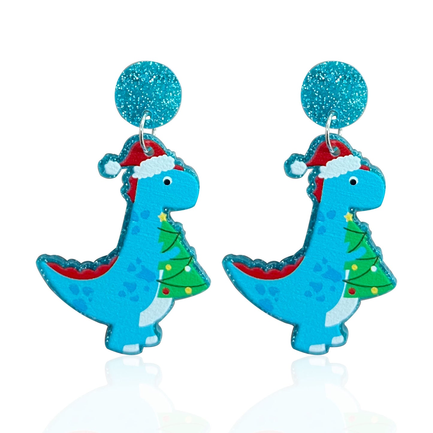 Acrylic Christmas Dinosaur Earrings (Minimo de Compra 2) MYA-YunXi009