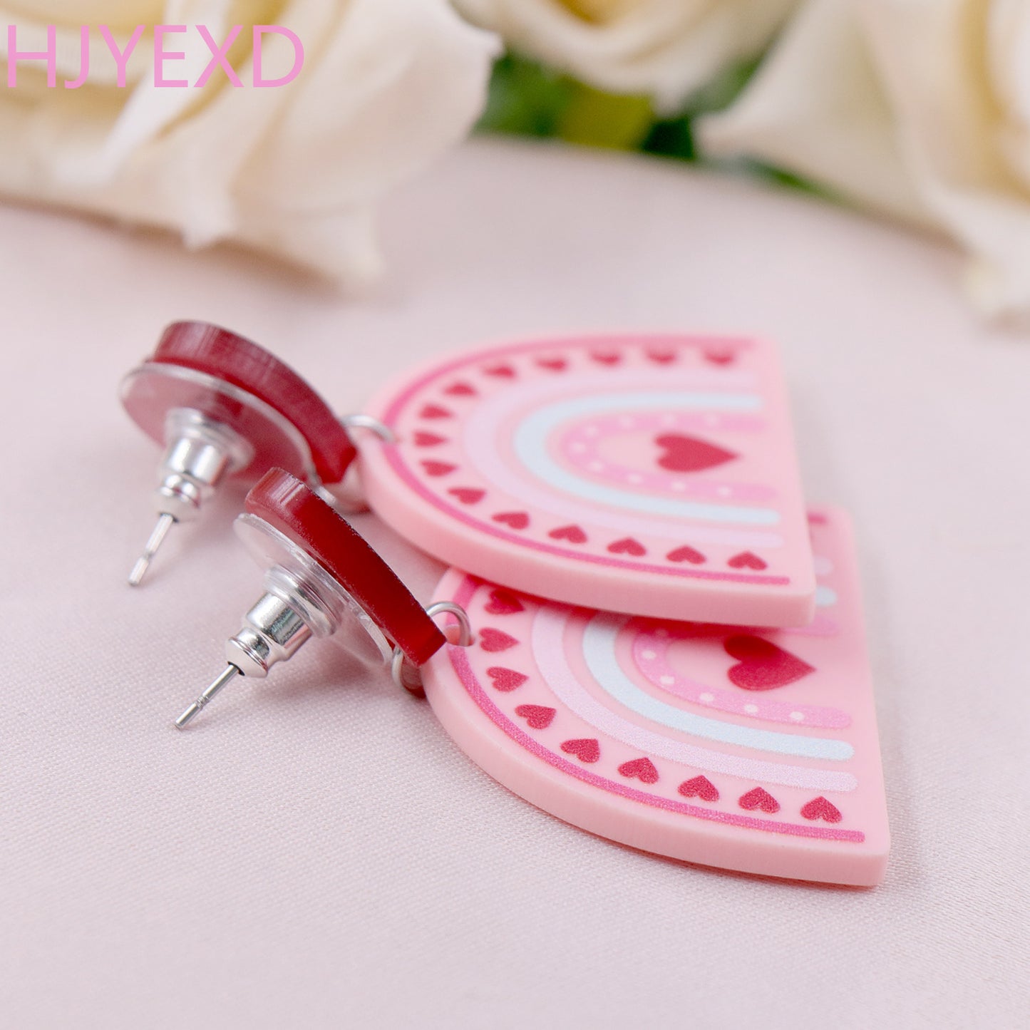 Acrylic Rainbow Love Earrings (Minimo de compra 5) MYA-XiaoY076