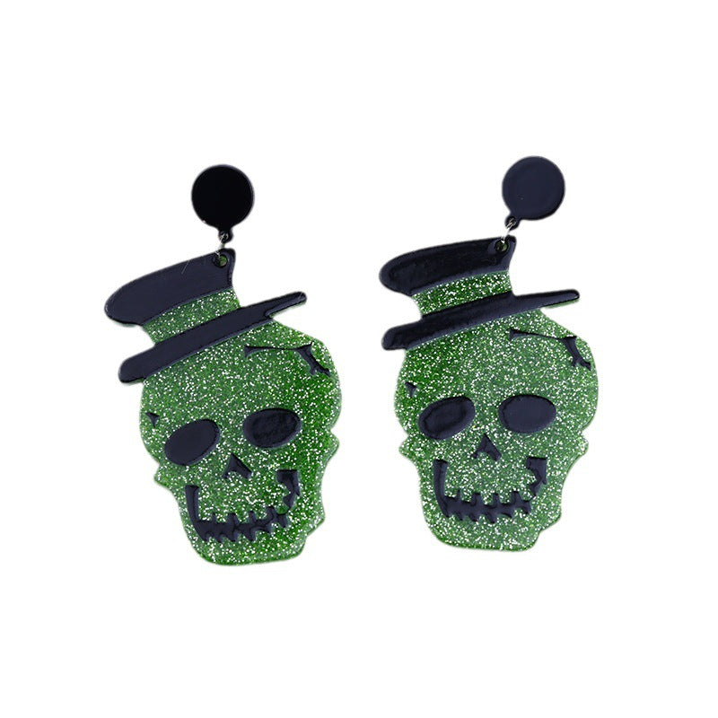 Acrylic Halloween Skull earrings (Minimo de Compra 2) MYA-DuA030