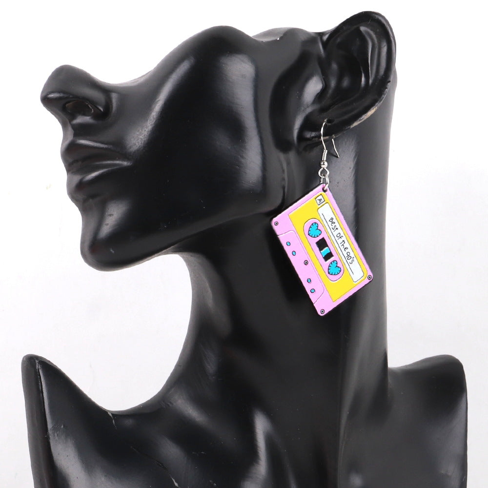 Acrylic Hip Hop Retro Tape Earrings MYA-ChouD045