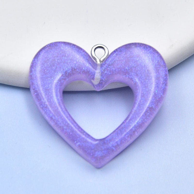 Resin glitter powder hollow heart accessories MYA-HuiX006