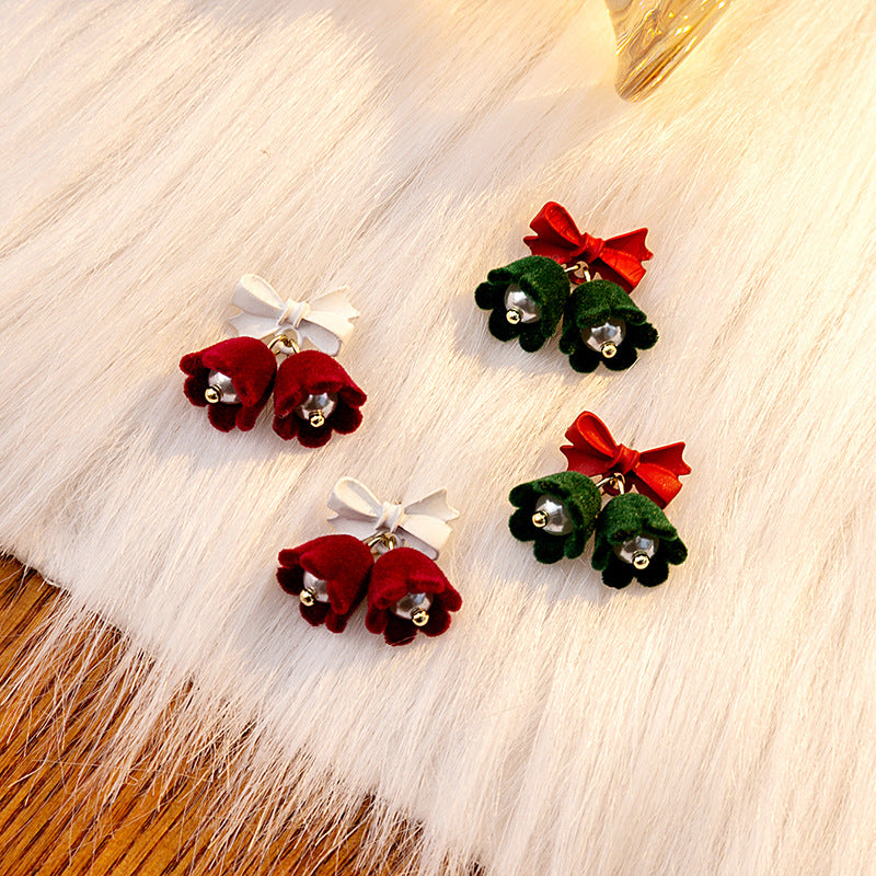 Alloy Christmas bow pearl earrings MIC-MDD191