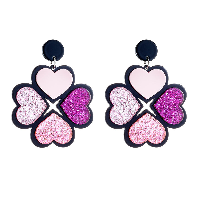 Acrylic splicing Four-leaf clover earrings MYA-XiY011