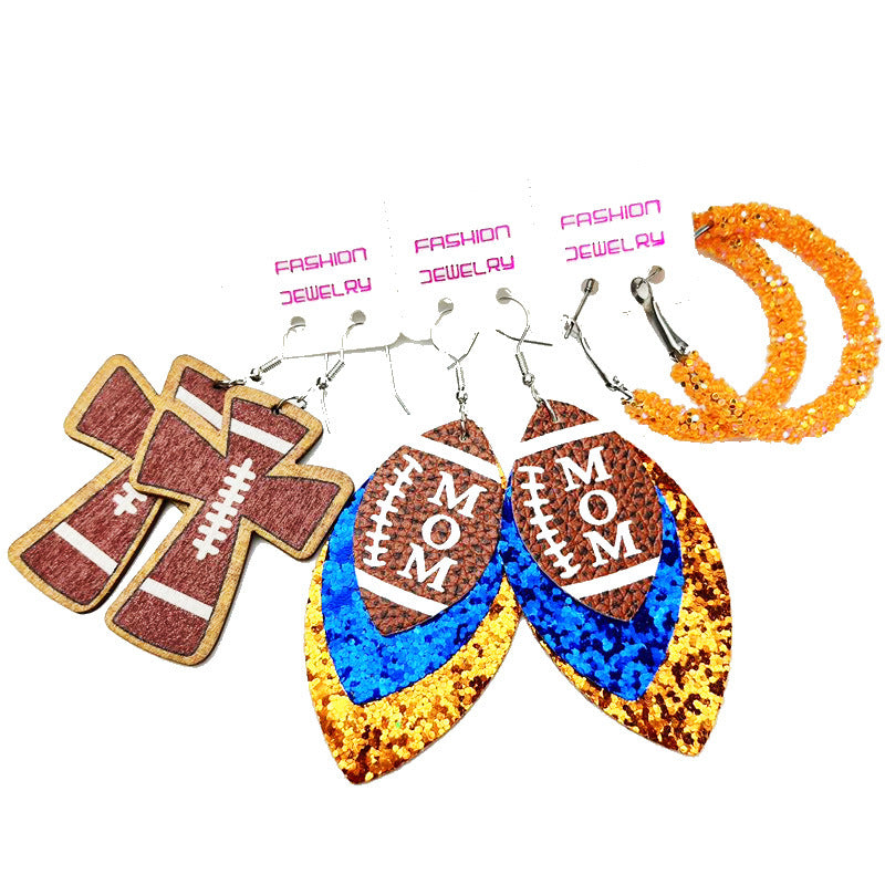 Alloy acrylic sports rugby earrings (Minimo de compra 2) MIC-HeY001