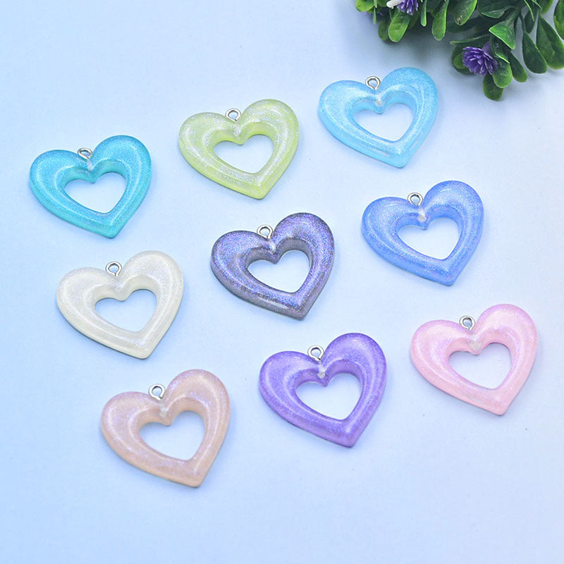 Resin glitter powder hollow heart accessories MYA-HuiX006