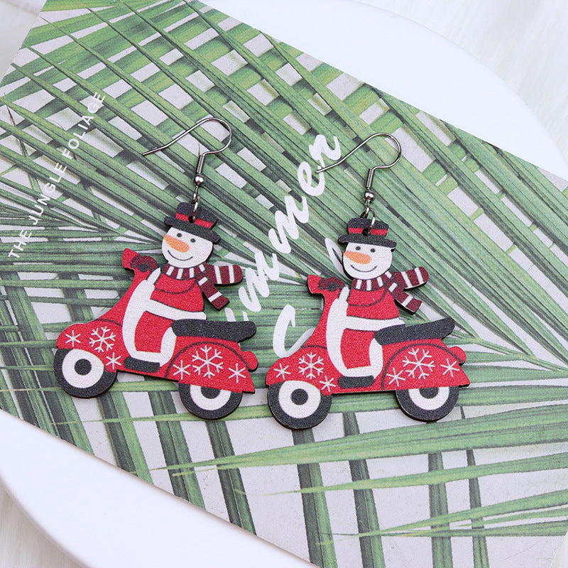 Acrylic Santa Claus Elk Snowman Earrings MYA-DuA071