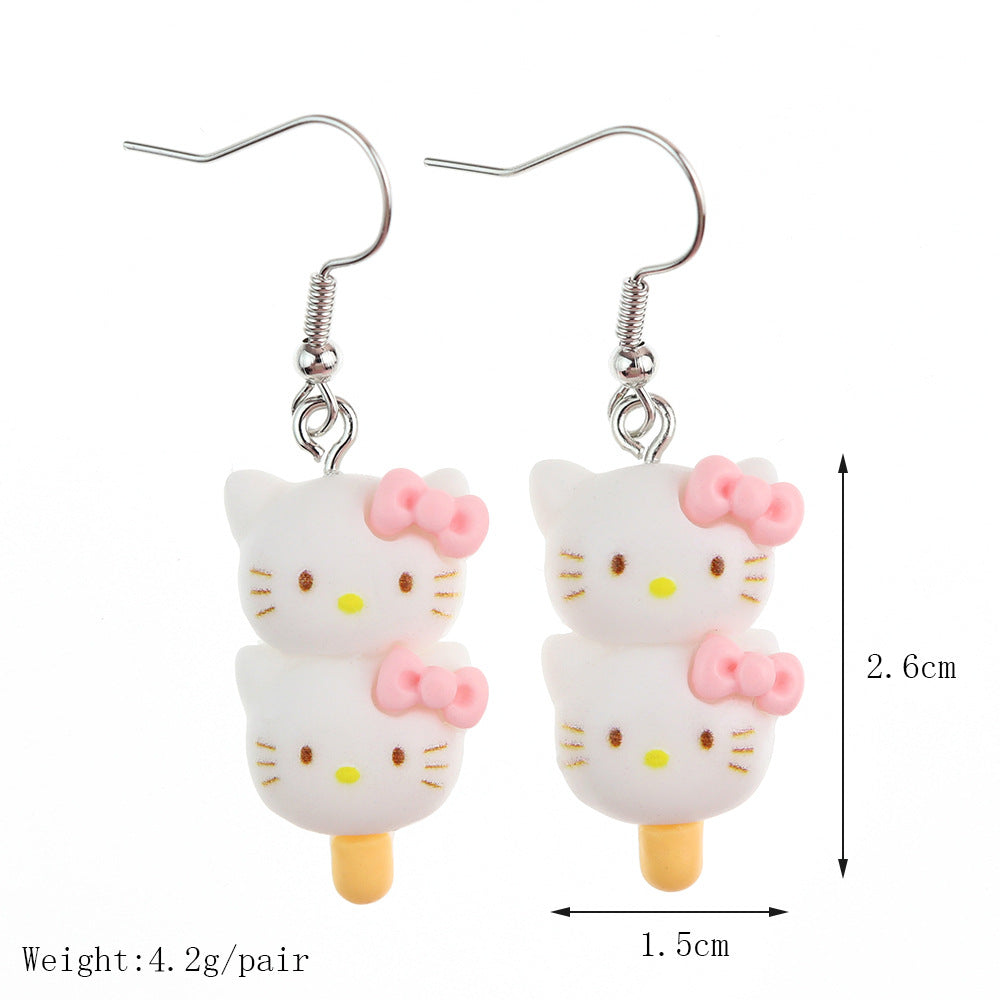 Resin Earrings Cute Cartoon Bear Kitty Kitten (S) niqing026