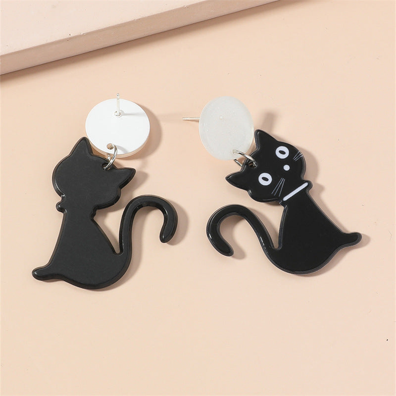 Acrylic black cat earrings (Minimo de compra 2) MIC-GanL001