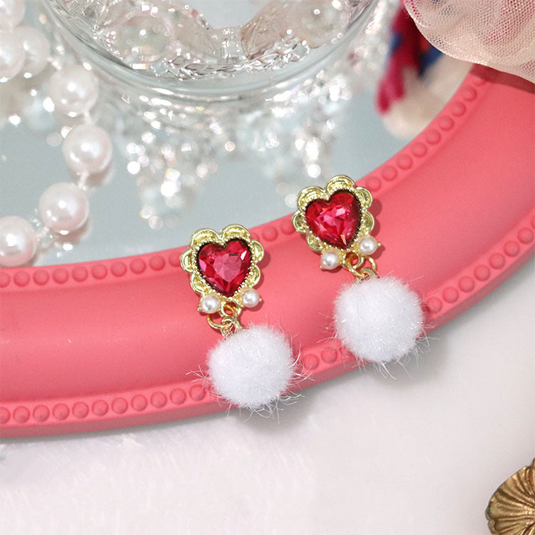 Alloy Heart Petal Crystal Earrings MIC-QingJ047