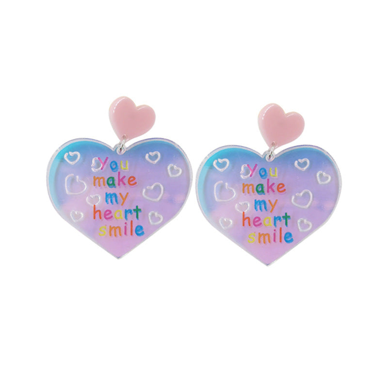 Acrylic pink sequin love letter earrings (Minimo de Compra 2) MIC-QingM019