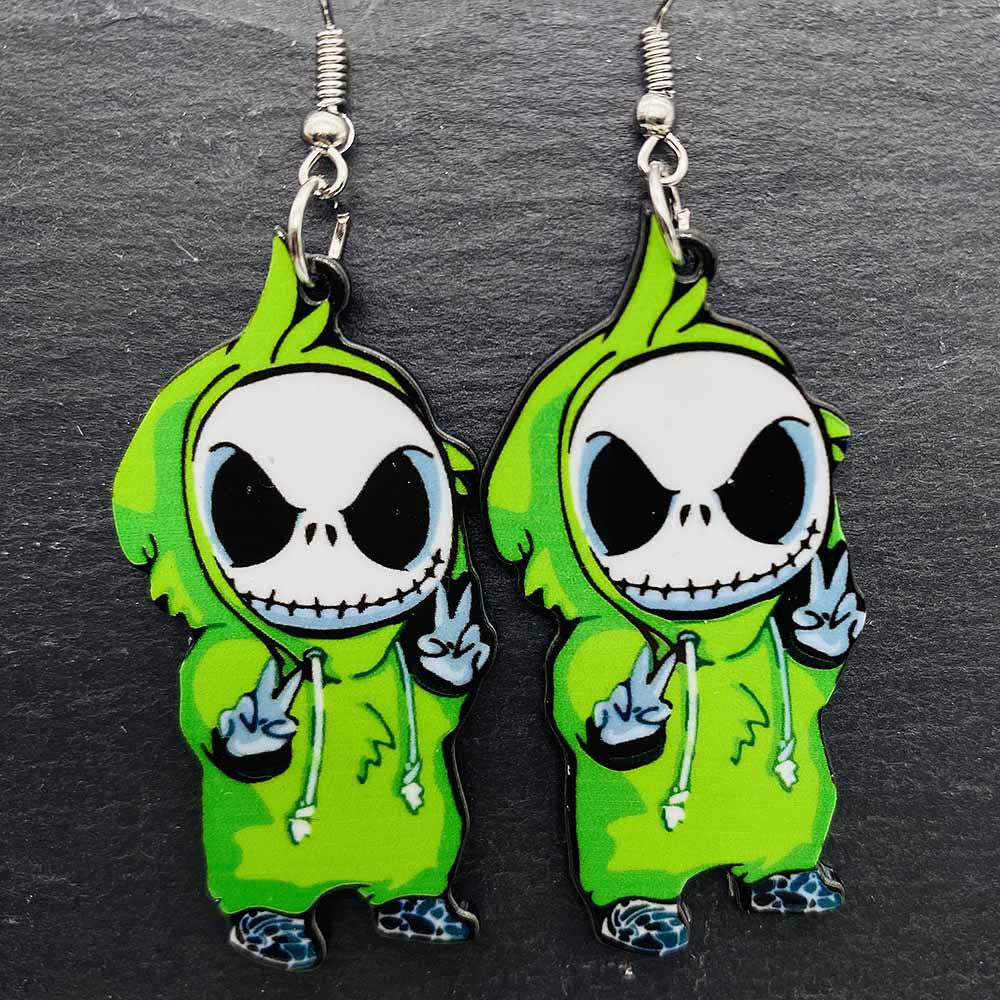 Acrylic Halloween Scary Skull Earrings (Minimo de Compra 2) MIC-ChenY025