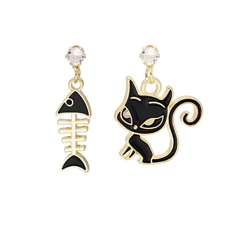 Alloy Asymmetric Cat Fish Bone Earrings MIC-MDD014