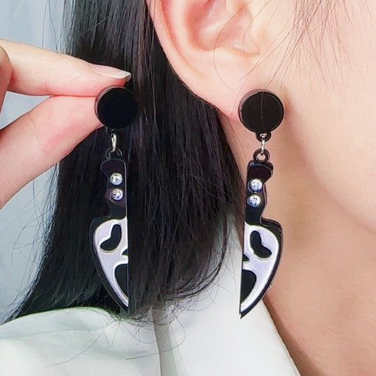 Acrylic Halloween Skull Knife earrings (Minimo de Compra 2) MYA-DuA032