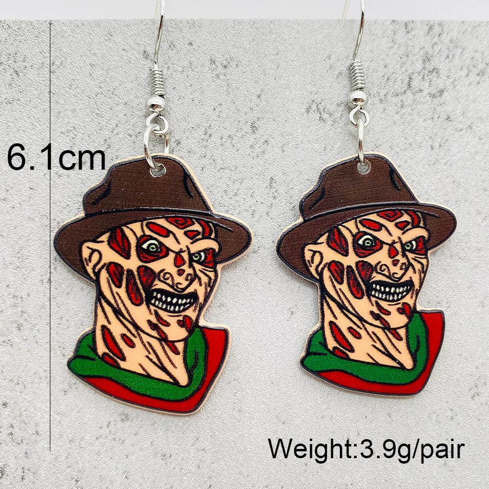 Acrylic Halloween Scary Skull Earrings (Minimo de Compra 2) MIC-ChenY025