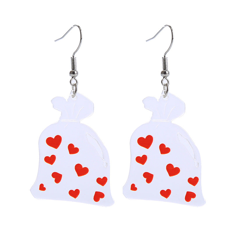 Acrylic Red Love Earrings (Minimo de Compra 2) MIC-ChouT041