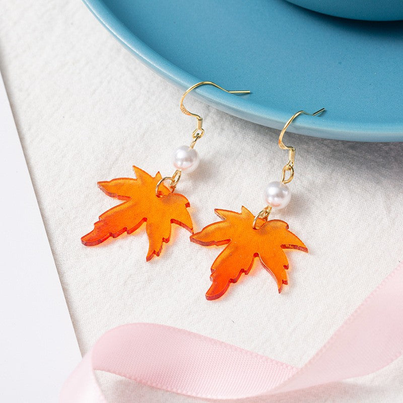 Alloy Dripping Maple Leaf Earrings MIC-ZhiShang002