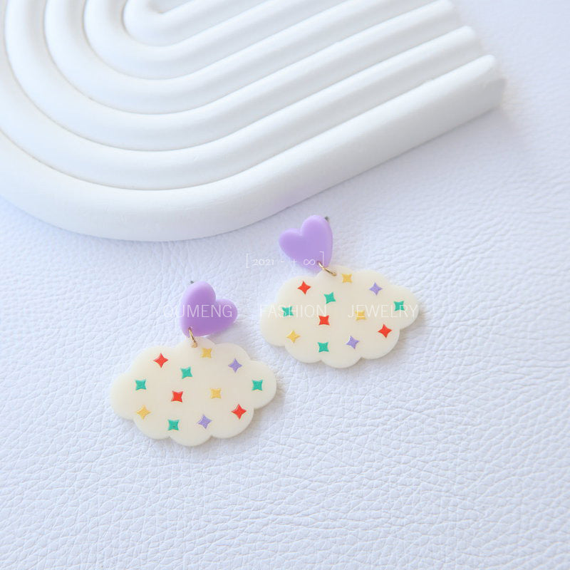 Acrylic Cute Star Cloud Earrings MIC-OuG098