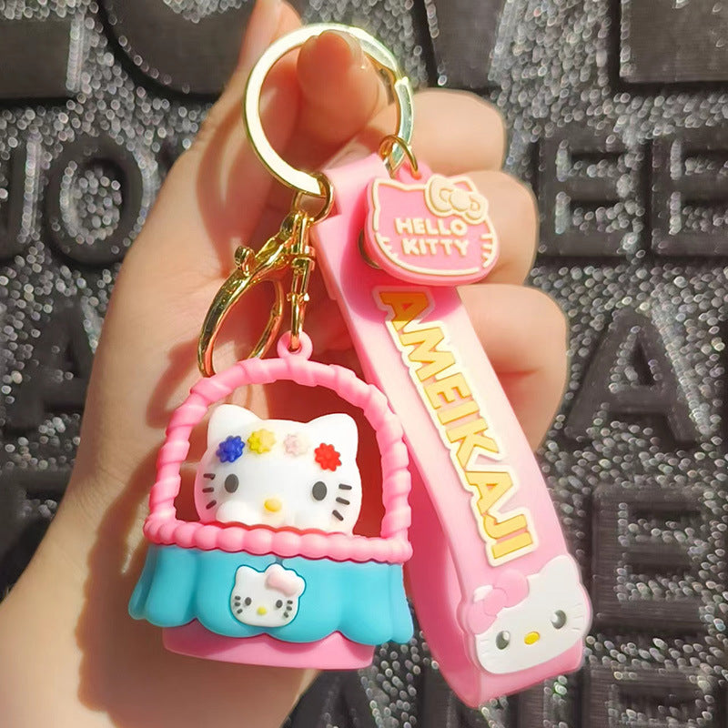 PVC cartoon basket cat keychain MIC-FeiR009