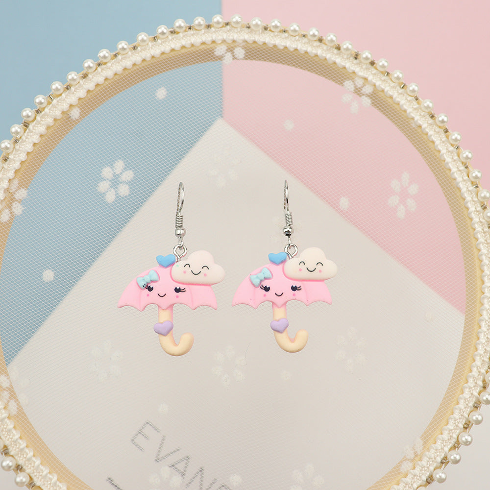 Acrylic cartoon matte cloud umbrella earrings MYA-NiQ042