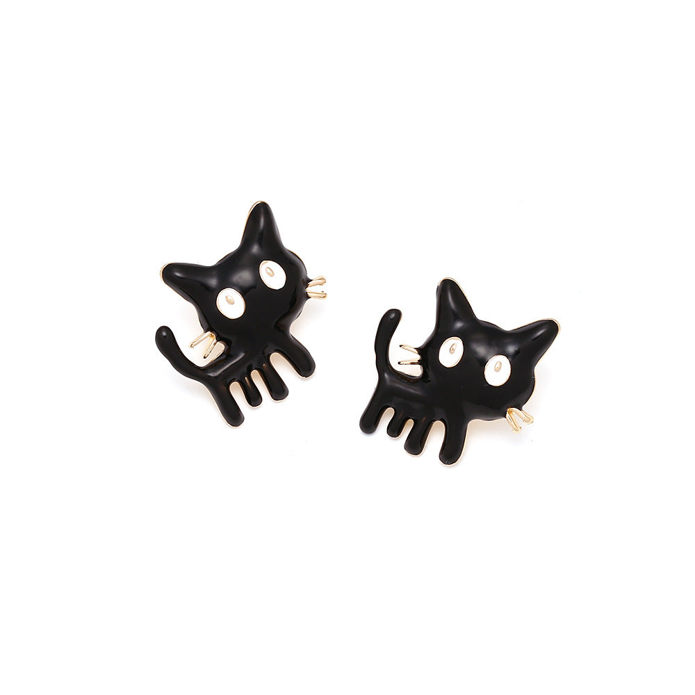 Alloy oil dripping kitten earrings MIC-ManY045