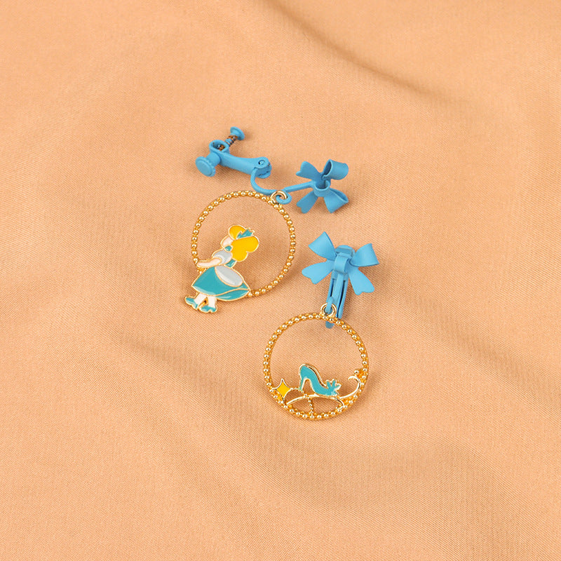 Alloy blue bow earrings （Minimo de compra 2） MYA-FuZ004