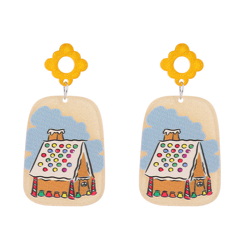 Acrylic Snowflake House Earrings (Minimo de Compra 2) MIC-ChouT032