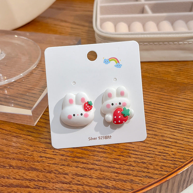 Acrylic candy colored rabbit earrings MYA-HongC023