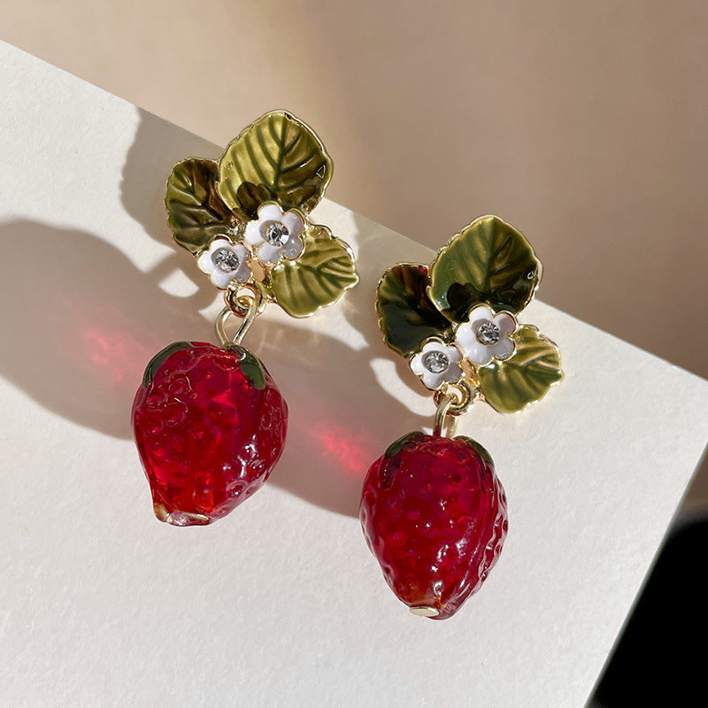 Alloy Fruit Strawberry Earrings MIC-DieD008