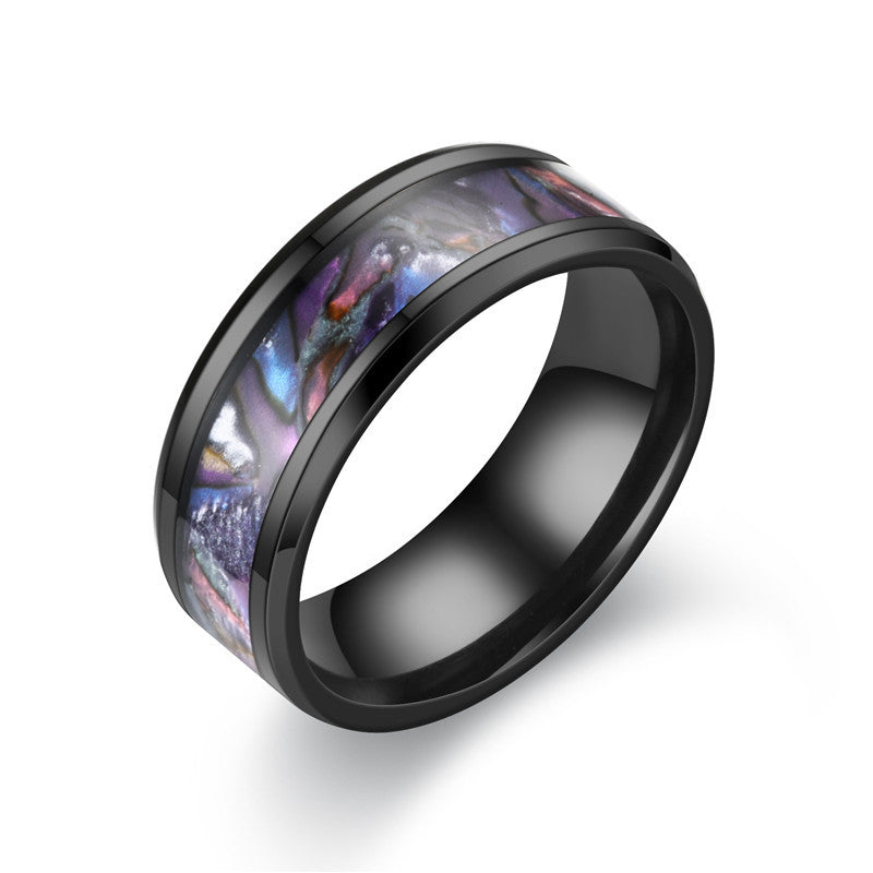 Stainless steel colorful purple colorful shell ring MIC-TS018