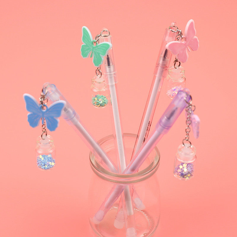 Ballpoint Pen Plastic Butterfly Wishing Bottle Pendant Gel Pen WangL005