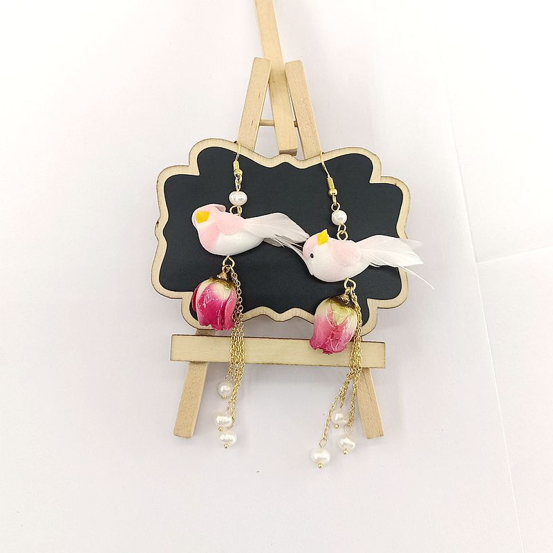 Alloy Eternal Rose True Flower Earrings MIC-MSY014