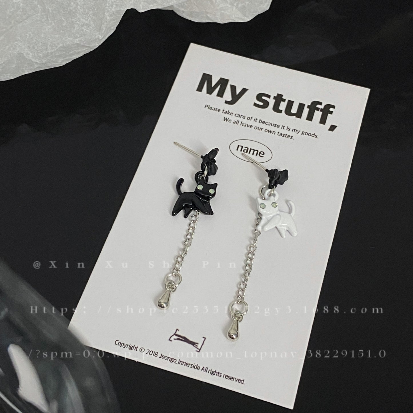 Alloy black and white cat earrings MIC-XinXu023