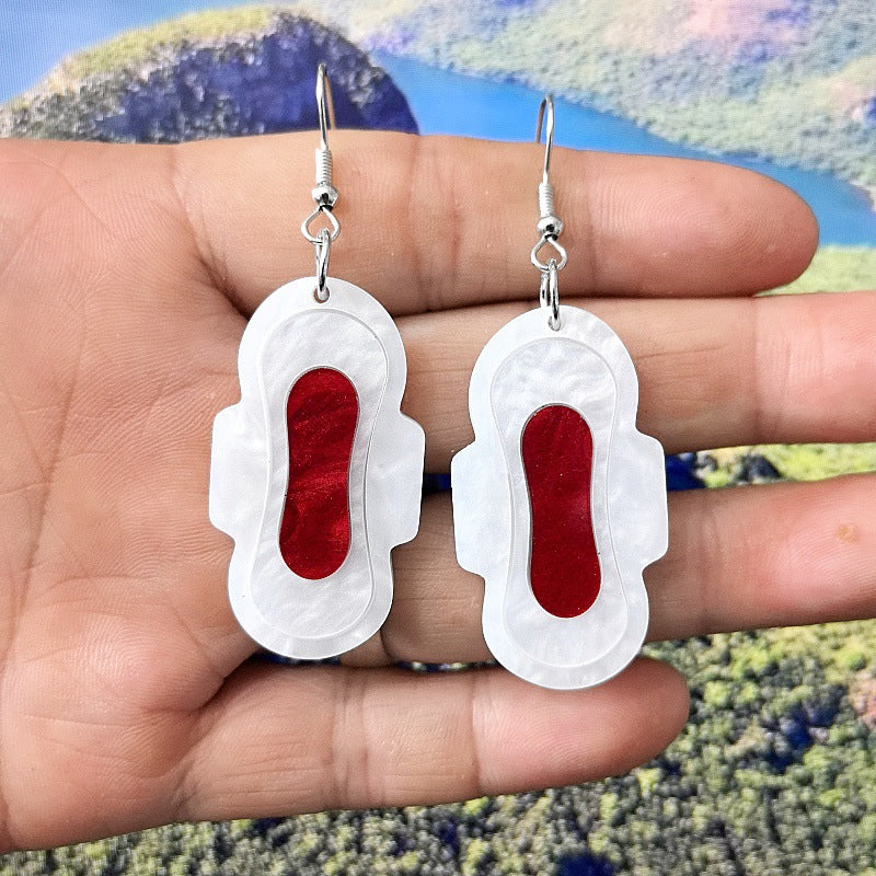 Acrylic fun sanitary napkins and earrings MIC-XueP162