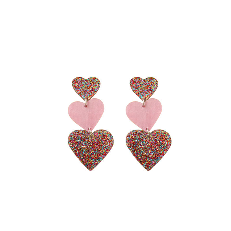 Acrylic Contrast Peach Heart Earrings (Minimo de Compra 2) MIC-OuG029