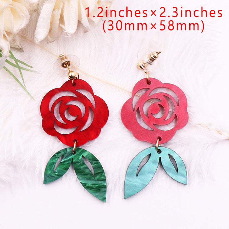 Alloy acrylic rose earrings (Minimo de compra 5) MIC-XiaoY086