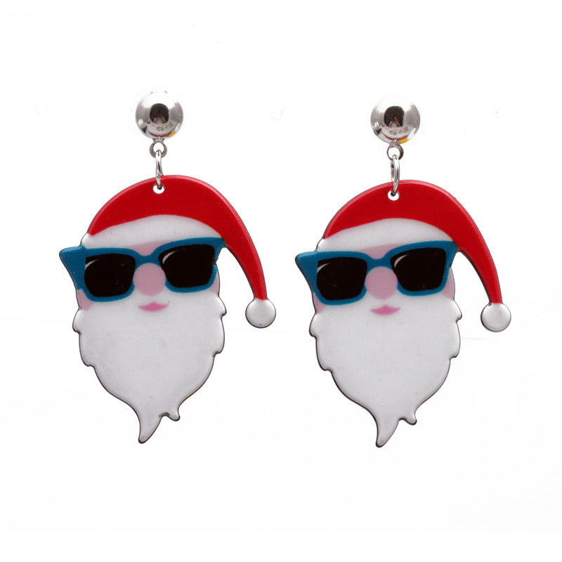 Acrylic Santa Claus Earrings  (Minimo de Compra 2) MYA-MiL006