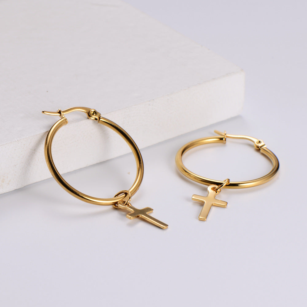 Earring Stainless Steel 18k Gold Earring Cross Minimo de compra 3 PREMAIMI006