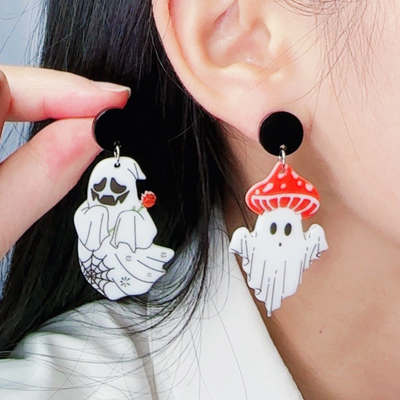 Acrylic Halloween Rainbow Ghost Earrings (Minimo de Compra 2) MYA-DuA048