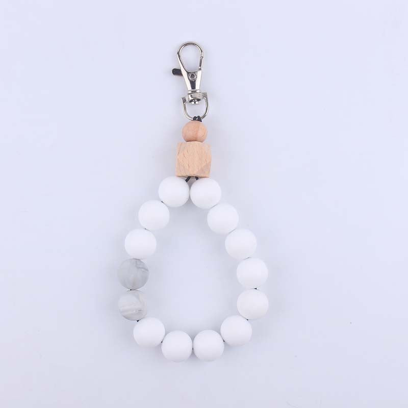 Keychains Silicone Beads Wooden Anise Wristlet MIC-YWGT001