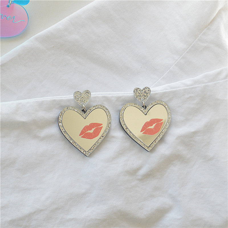 Alloy laser color changing heart earrings MIC-XieN050