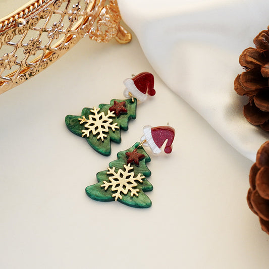 Alloy Christmas Tree Snowflake Earrings (Minimo de Compra 2) MIC-PingH040