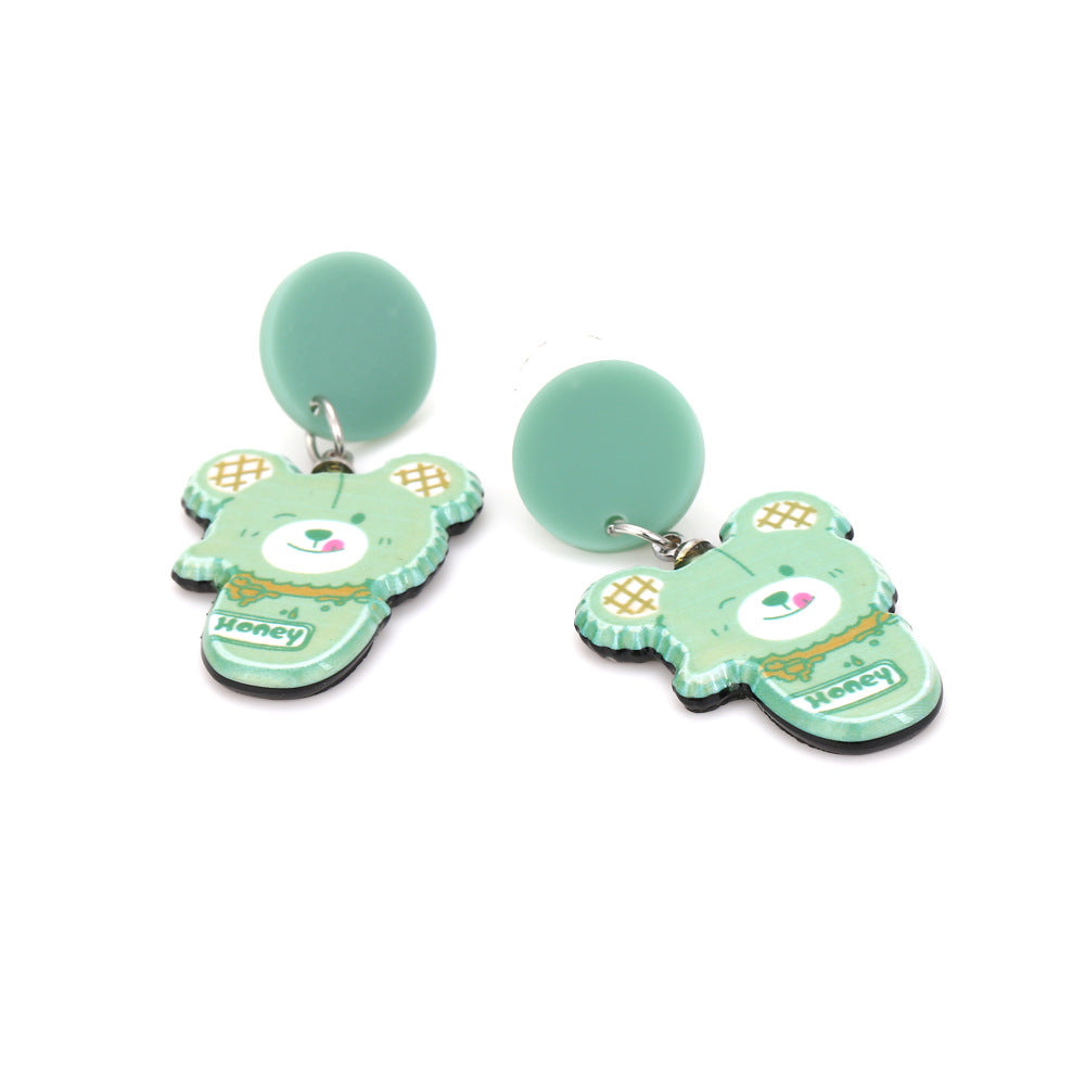 Alloy resin bear earrings MIC-ManY017