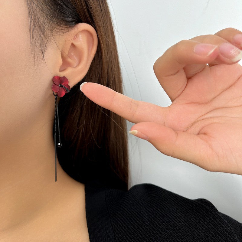 Alloy flower long tassel earrings (Minimo de Compra 2) MIC-YunY002