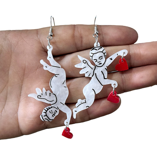 Acrylic Cupid Little Angel Earrings MIC-XueP166