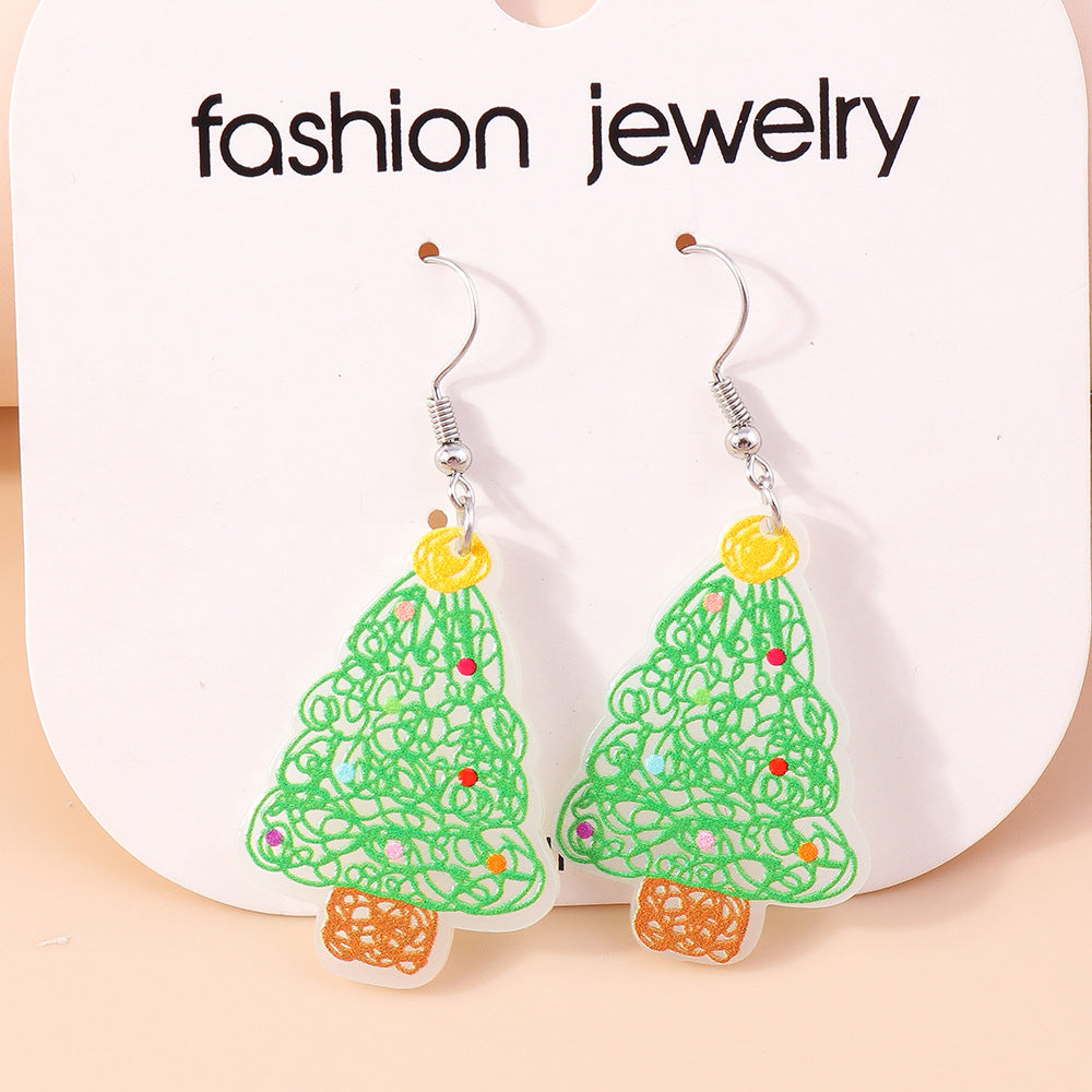 Acrylic Christmas Tree Earrings (Minimo de Compra 2) MYA-YueS002