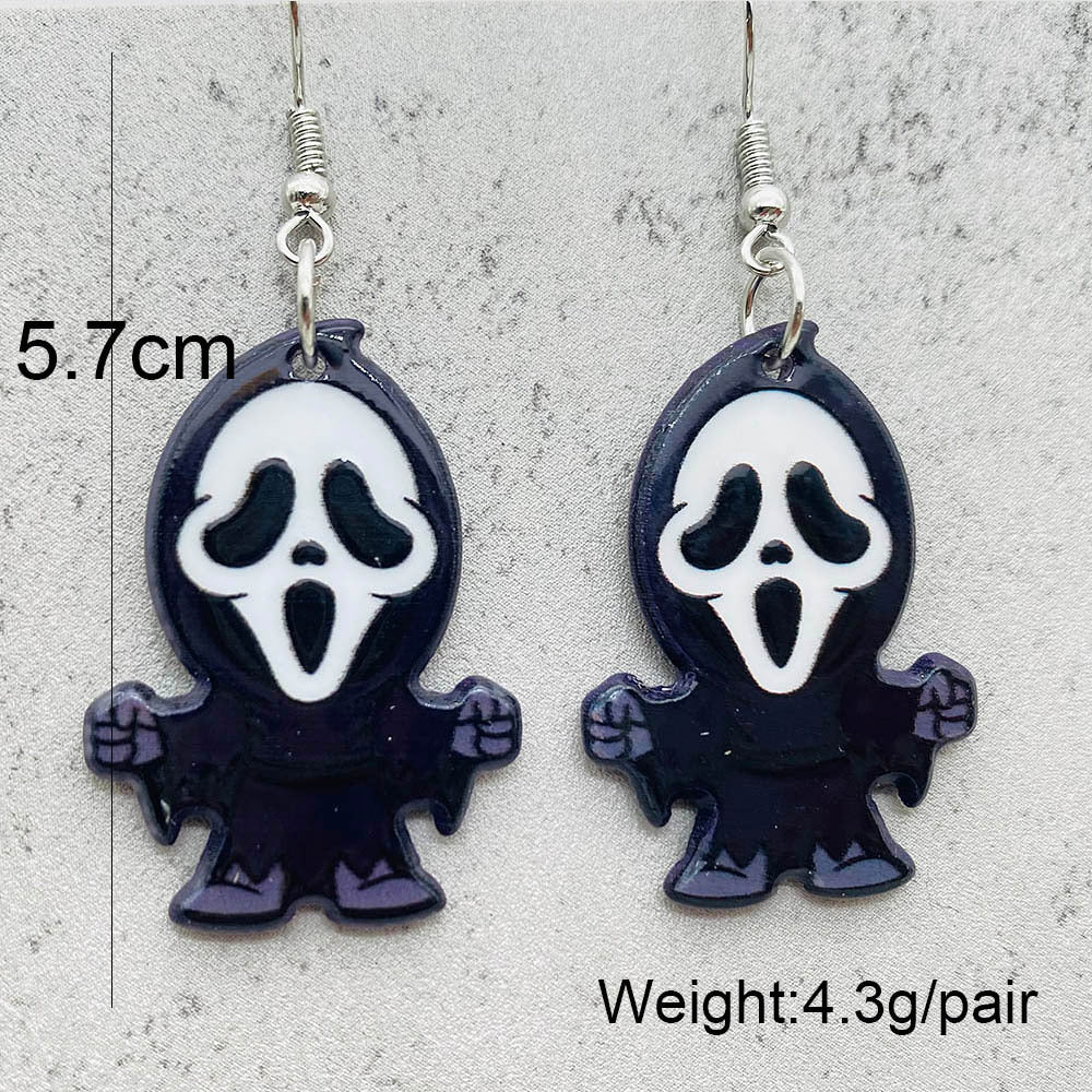 Acrylic Halloween Scary Skull Earrings (Minimo de Compra 2) MIC-ChenY025