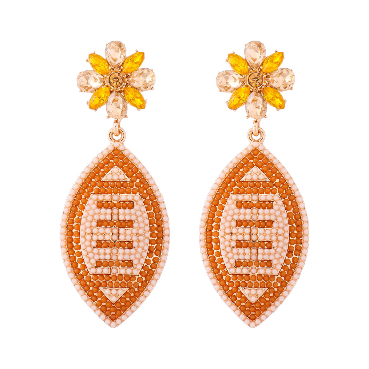 Alloy studded diamond football earrings MYA-JuJ029